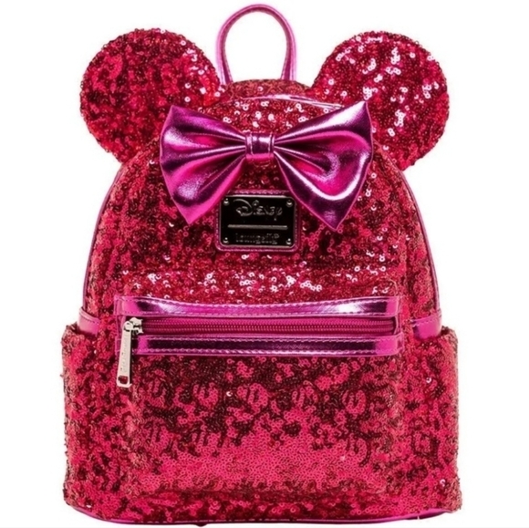 Loungefly Minnie Mouse Sequin Magenta Pink Disney Backpack main image 6